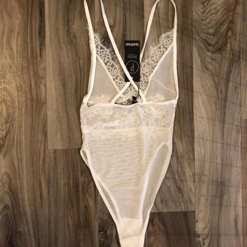 Boohoo White Lace Bodysuit